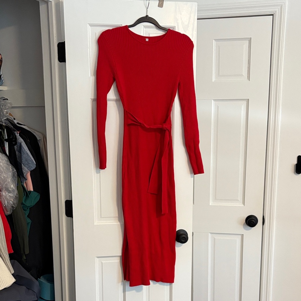Elegant Red Knit Dress